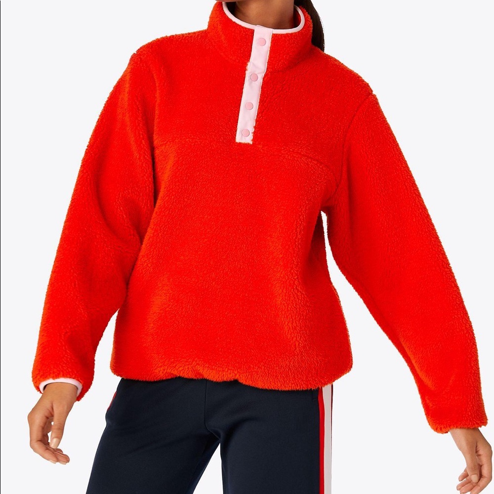 Tory Sport Sherpa Fleece Snap Pullover